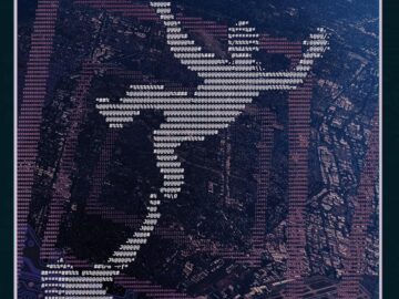 The cover of the novel Our Simulated Selves. It shows two characters seemingly falling, composed of ascii art 0s and 1s. Around them is a purple spiral to indicate the falling motion, over the backdrop of an aerial view of a cityscape.